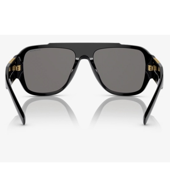 VERSACE NEW POLARIZED MEN’S BLACK GOLD SUNGLASSES WITH CASE BOX AND BOOKLET - Picture 4 of 16
